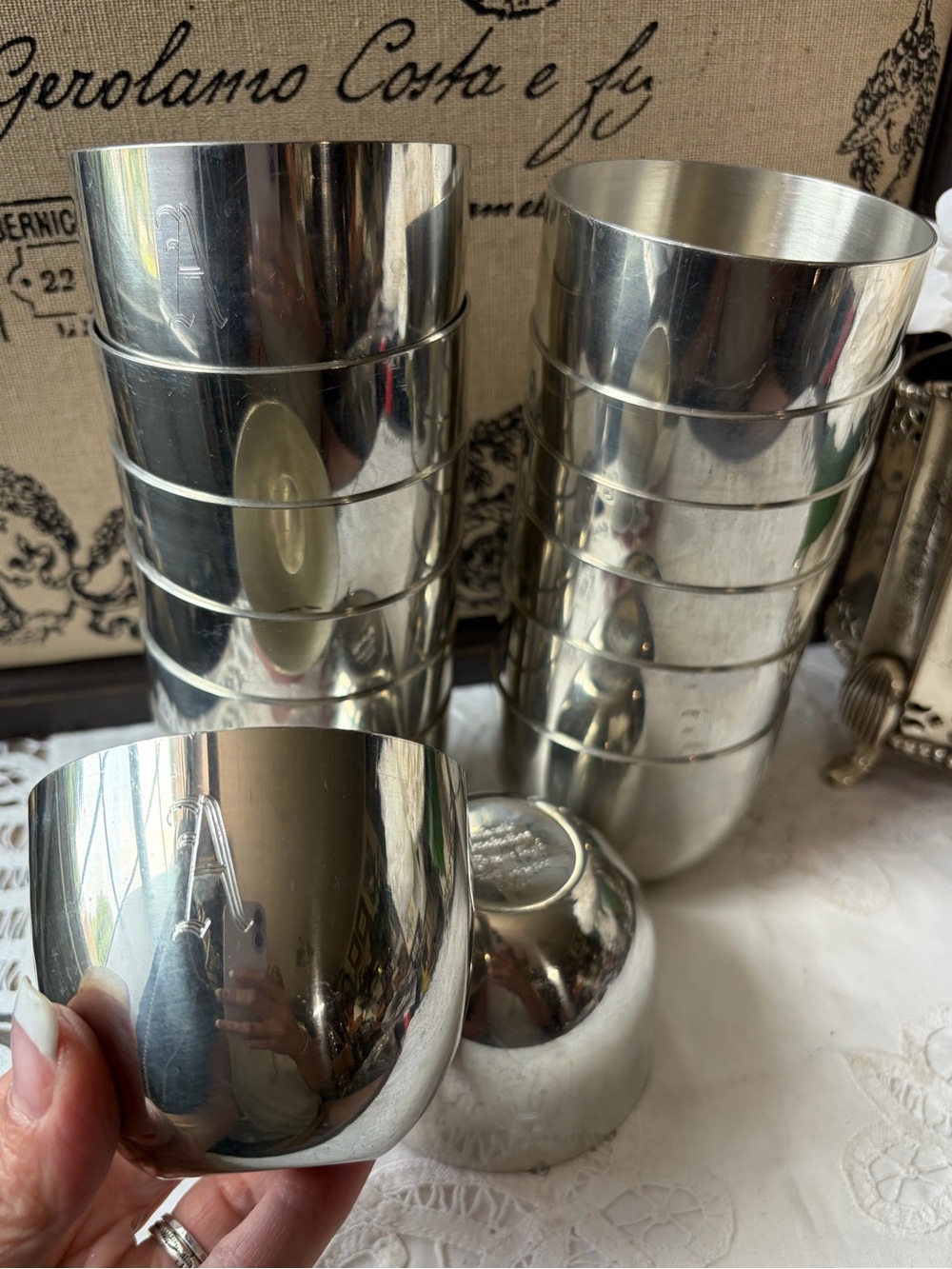 Stieff Jefferson cup mint julep silver pewter P50